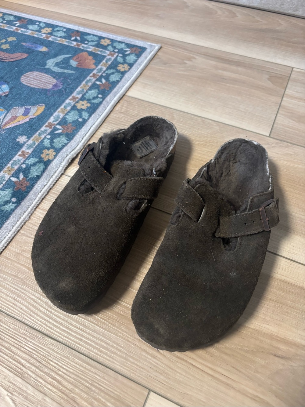 Birkenstock Brown Suede Shearling-Lined Slip-On Clogs